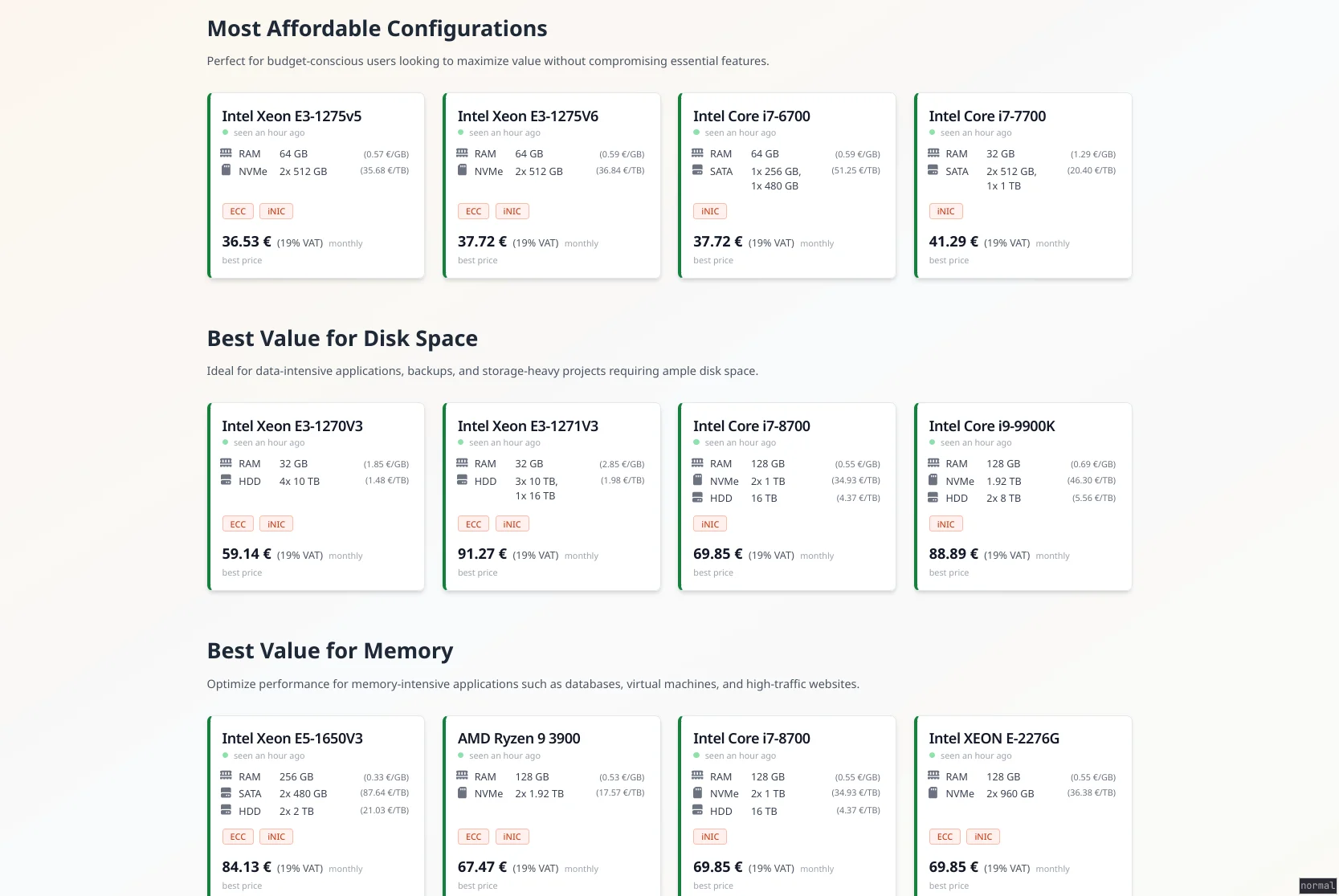 Curated server configurations